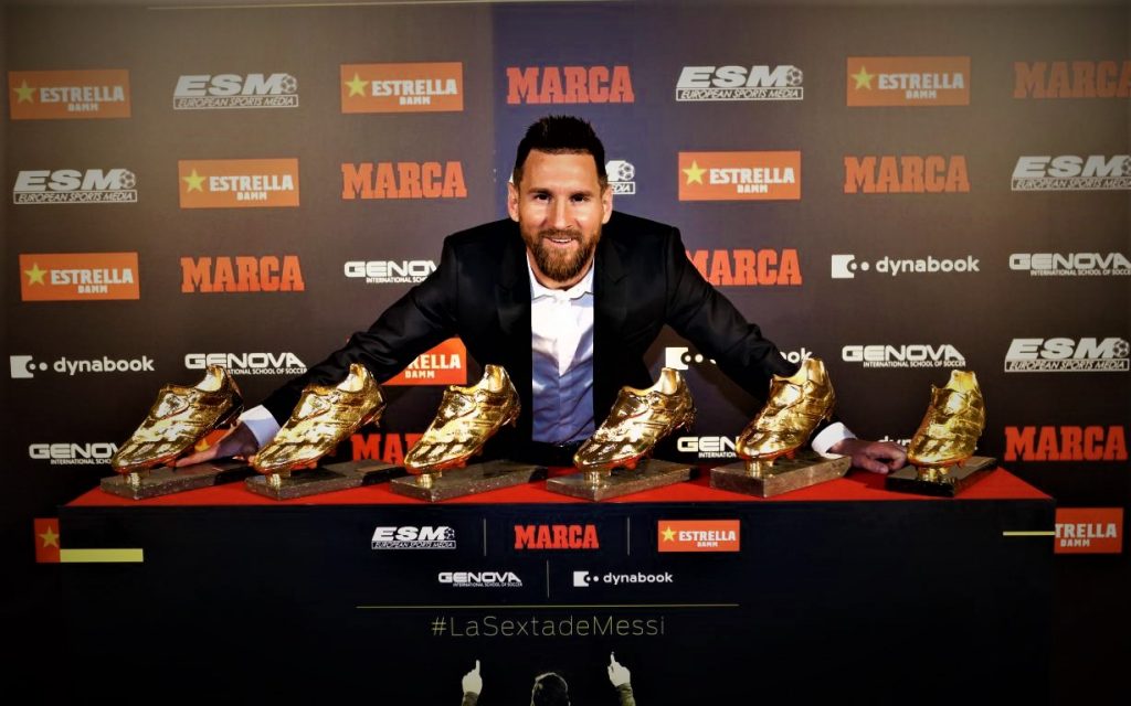 Messi's Club career 2018 19 Captain 10th La Liga title and a record 6 Golden Boot; messi got 6 golden boot;golden boot;