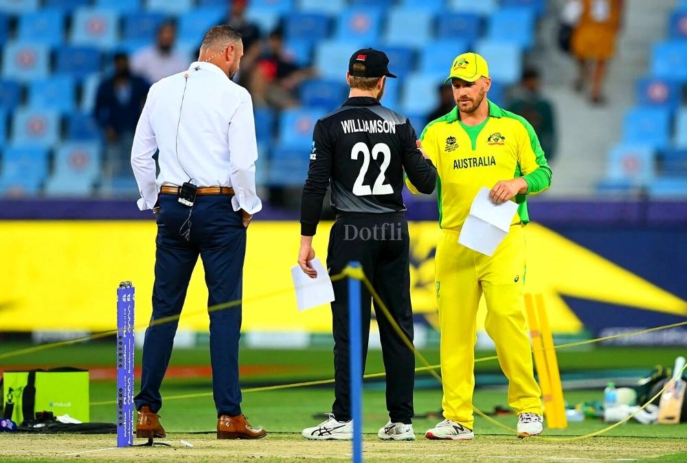 Moment of the toss of Australia VS New Zealand T20 World Cup